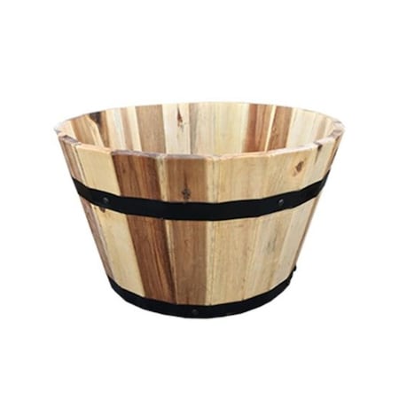 New Courtyard 16 x 9.5 in. Wood Barrel Wood Planter NE3235090